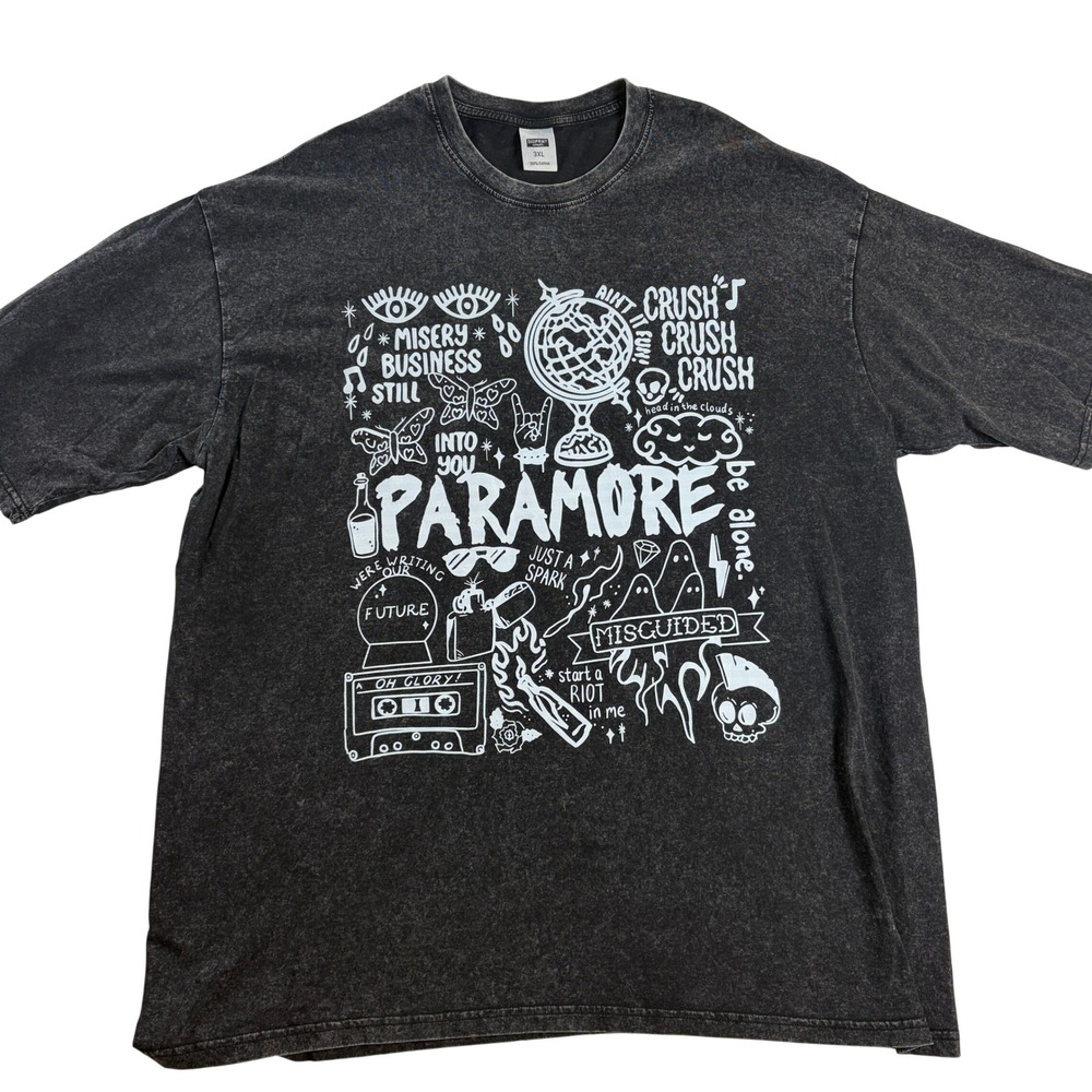 Paramore Misery Business Graphic Tee 3XL Acid Wash Emo Pop Punk Band Shirt